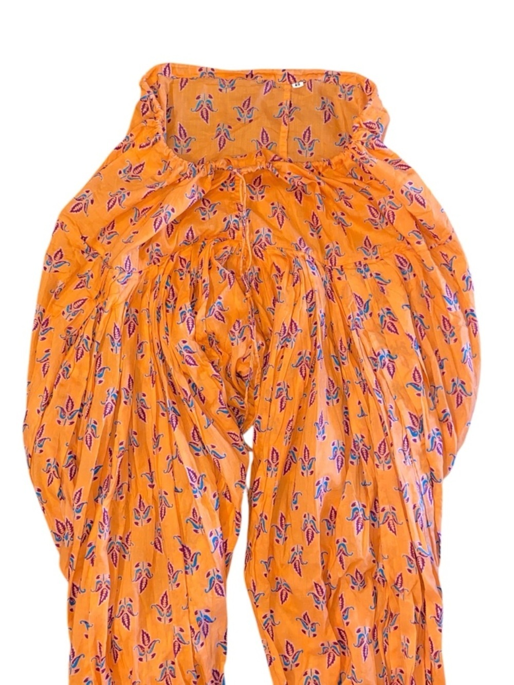 Patiala Pants Orange Purple Printed Draped harem yogi yoga boho bohemian cotton - Picture 4 of 11